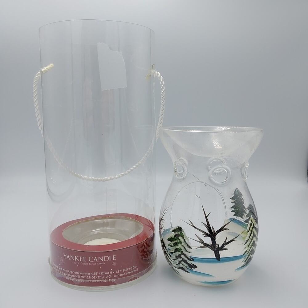 Yankee Candle Winter Glass tart warmer Christmas trees snow